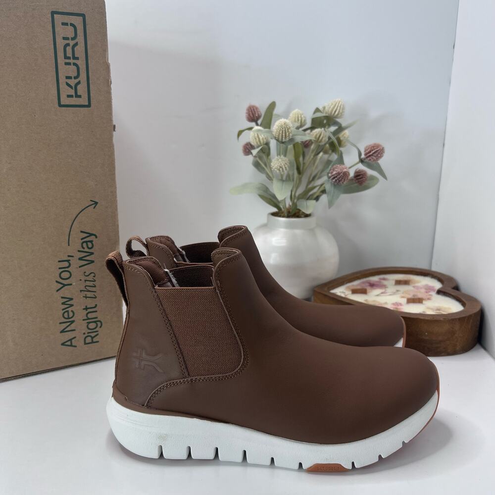 Kuru Flex Astra Arch Support Leather Comfort Boot Chestnut Brown Women 9M NWB